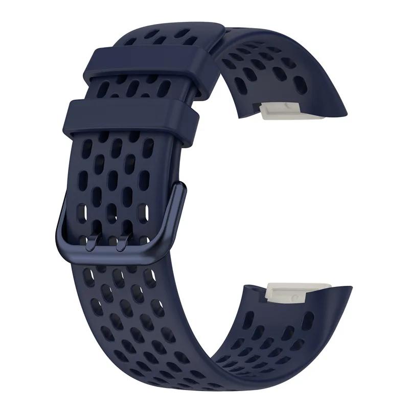 Armband für Fitbit Charge 5/6 Smartwatch-Armband Sportliches atmungsaktives Armband Silikon-Armband für Fit Bit Charge5 Armband Zubehör For Fitbit Charge 5 nachtblau