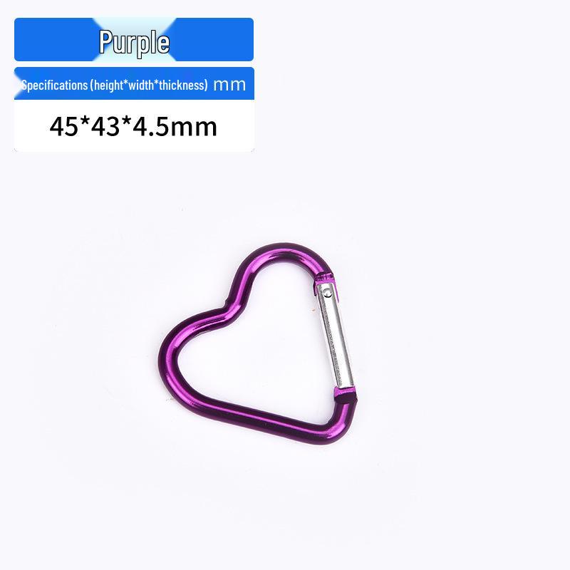 Herzförmiger Aluminium-Karabiner für Rucksäcke & Wasserflaschen Heart-shaped Aluminum Alloy Carabiner violett