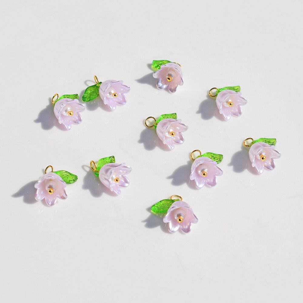 für Halskette Ohrringe für DIY lose Perlen Lampwork Perlen Glocke Orchidee Perlen Flora Blätter Perlen licht lila