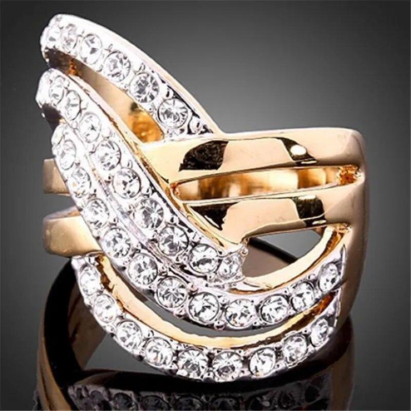Luxus-Hochzeitsringe für Frauen, klassisches Kreuz-Design, eingelegter glänzender Kristall-Zirkonia-Ring, modische weibliche Verlobungsringe, Schmuck 10