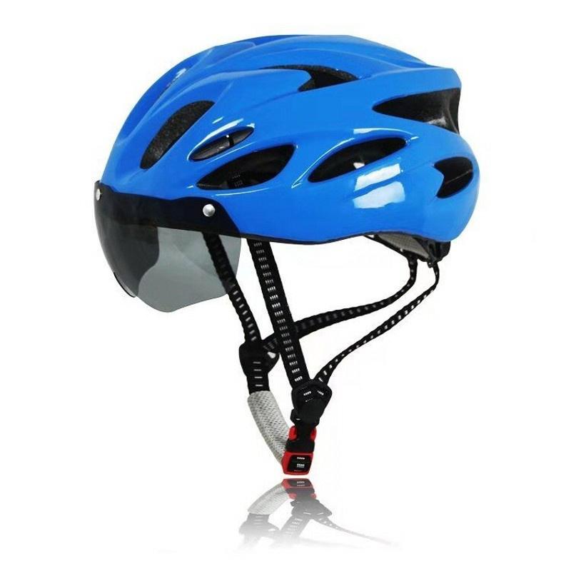 Unisex Erwachsene Ultraleicht Fahrrad Fahrradhelm Mit Schutzbrille Für Outdoor Sport Reiten Helm blau