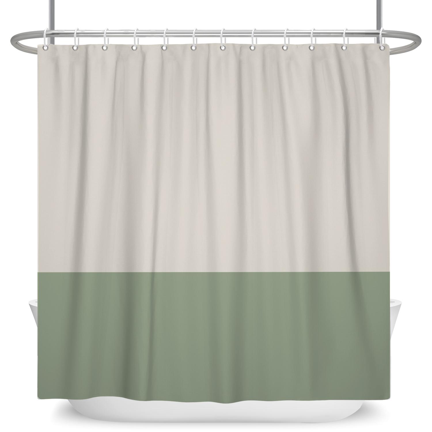 Minimalistischer Duschvorhang Neutrale Zweifarbige Colorblock Wasserdichter Badevorhang Für Badezimmerdekor Polyesterstoff Mit Haken W90cm x H180cm