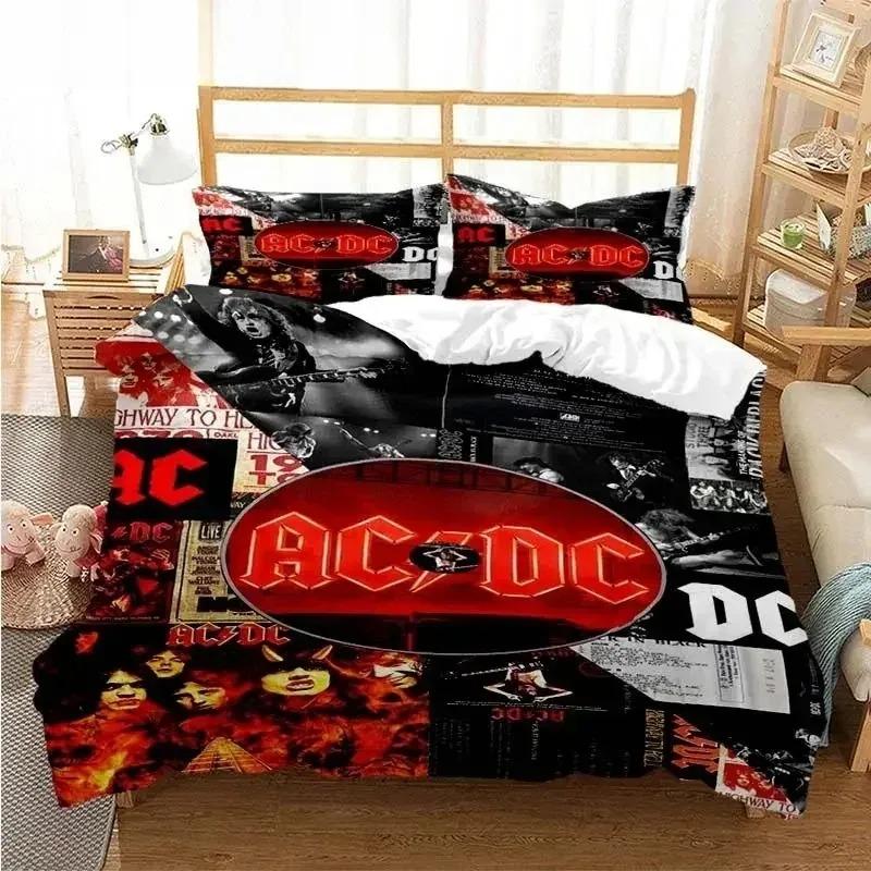 3D-Druck AC/DC Rockband Bettwäscheset Jungen Mädchen Twin Queen Size Bettbezug Kissenbezug Bett Kinder Erwachsene Mode Heimtextilien US Twin 173x218cm