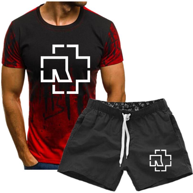 Herren Rammstein bedrucktes T-Shirt Fan Kurzarm Grafik T-Shirt Sommer Herrenanzug L