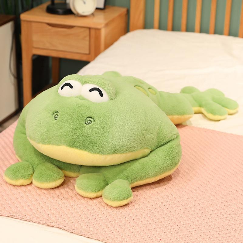 60-130cm Riesiger Großer Frosch Plüschtier Kuscheltiere Grogs Kissen Kissen Heimdeko Kindergeburtstagsgeschenk für Jungen Große Augen about 55-60cm beige