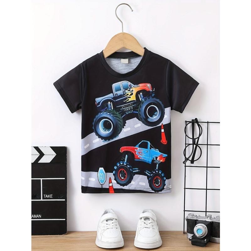 Kinderkleidung Jungen T-Shirt Kurzarm Mädchen T-Shirt 3D Cartoon Truck Print Kinder Sommerkleidung Kinder Jungenkleidung 150