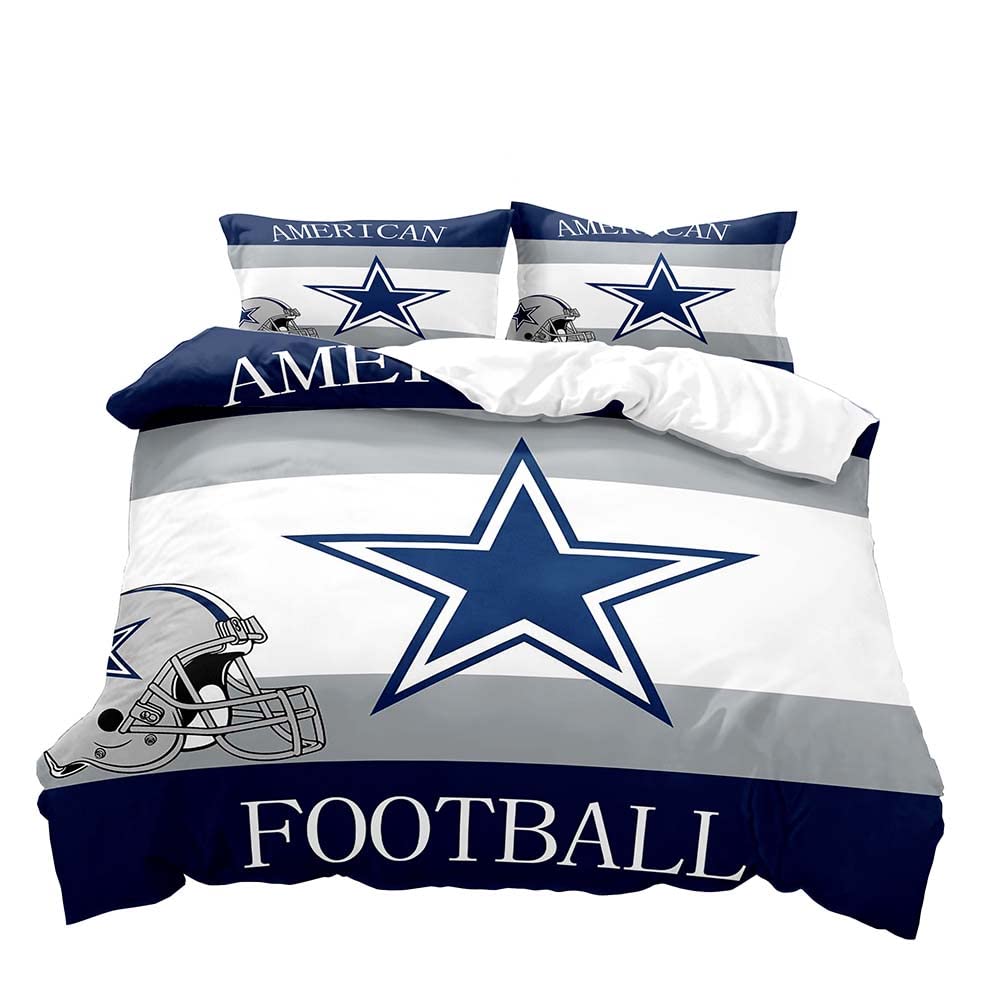 American Football Bettbezug-Set, Sport Bettwäsche-Set, Marineblaues Bettdeckenbezug-Set, Inspirierende Geschenke für Männer, Freund, Ehemann US Queen(228x228cm)