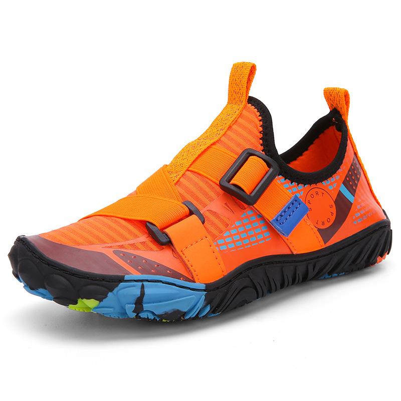 Kinder Barfuß Aqua Schuhe Kinder Entwässerung Strand Schwimmen Wasser Schuhe Schnell Trocknend Bootfahren Tauchen Angeln Surfen Sport Waten Turnschuhe 32 orange