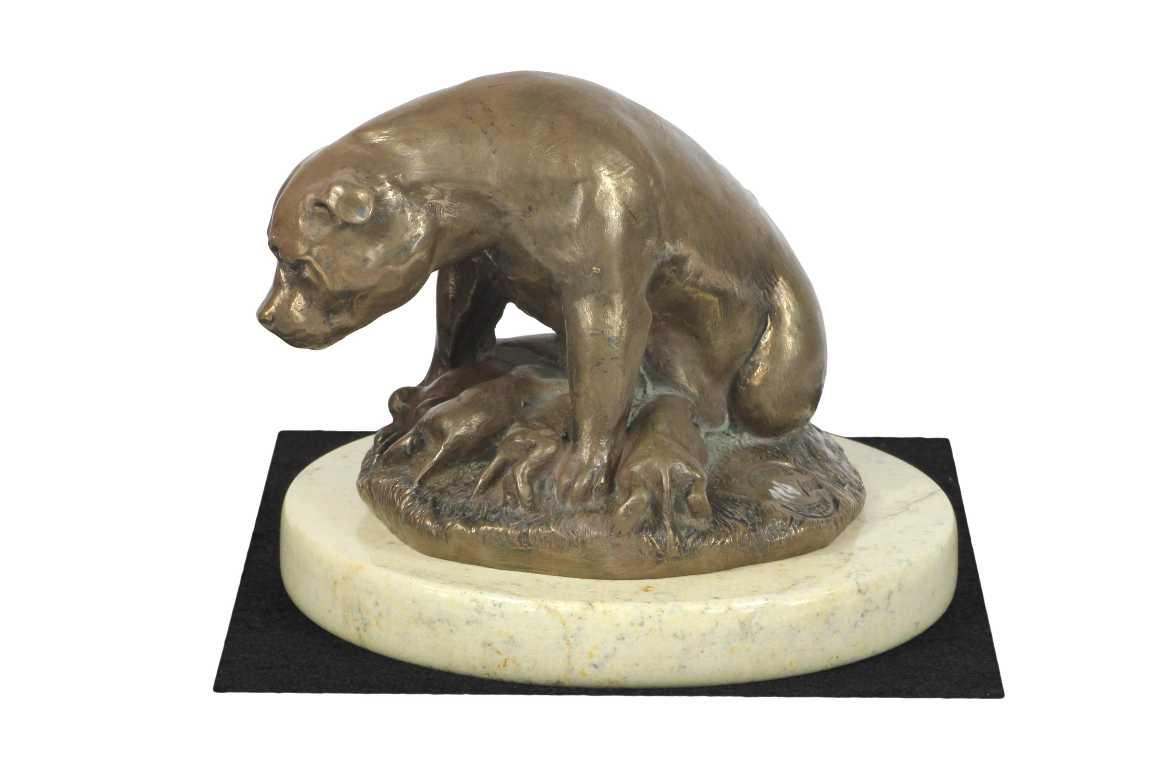 American Staffordshire Terrier, Amstaff I - Hunde Figur, Hunde Silhouette Figur, Pokal für Art-Dog Hundeausstellung braun