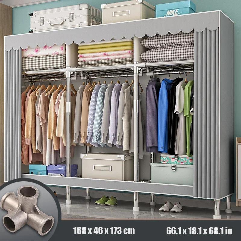 Staubdichter Kleiderschrank, tragbarer Kleiderständer fürs Schlafzimmer, Metall- und Stahlrahmen, verstärkter Lagerschrank, wasserdichter Schrank aus Oxford-Stoff