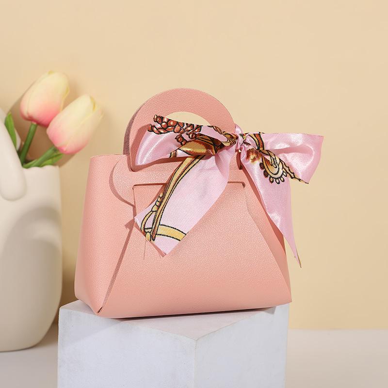5 Stücke Leder Geschenktüte Hochzeit Gefälligkeiten Pralinenschachtel Eid Mubarak Tragbare Süßigkeiten Geschenk Kleine Box Korb Schmuck Verpackung Taschen rosa