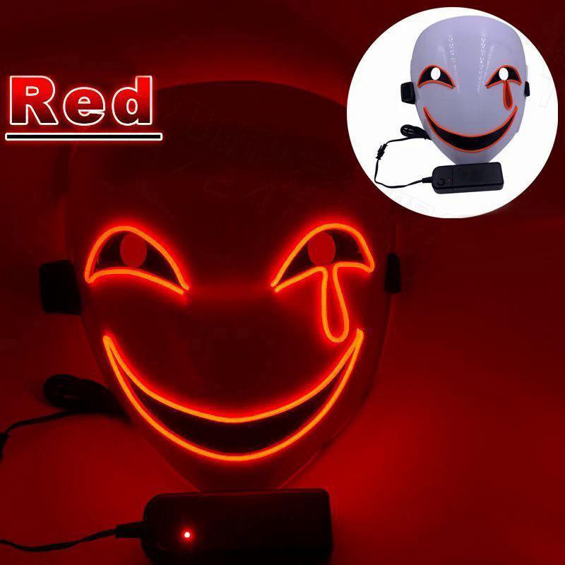 Kreative Led Halloween Clown Glow Maske Weiß Grün Blau Rot Weinen Lächeln Clown rot