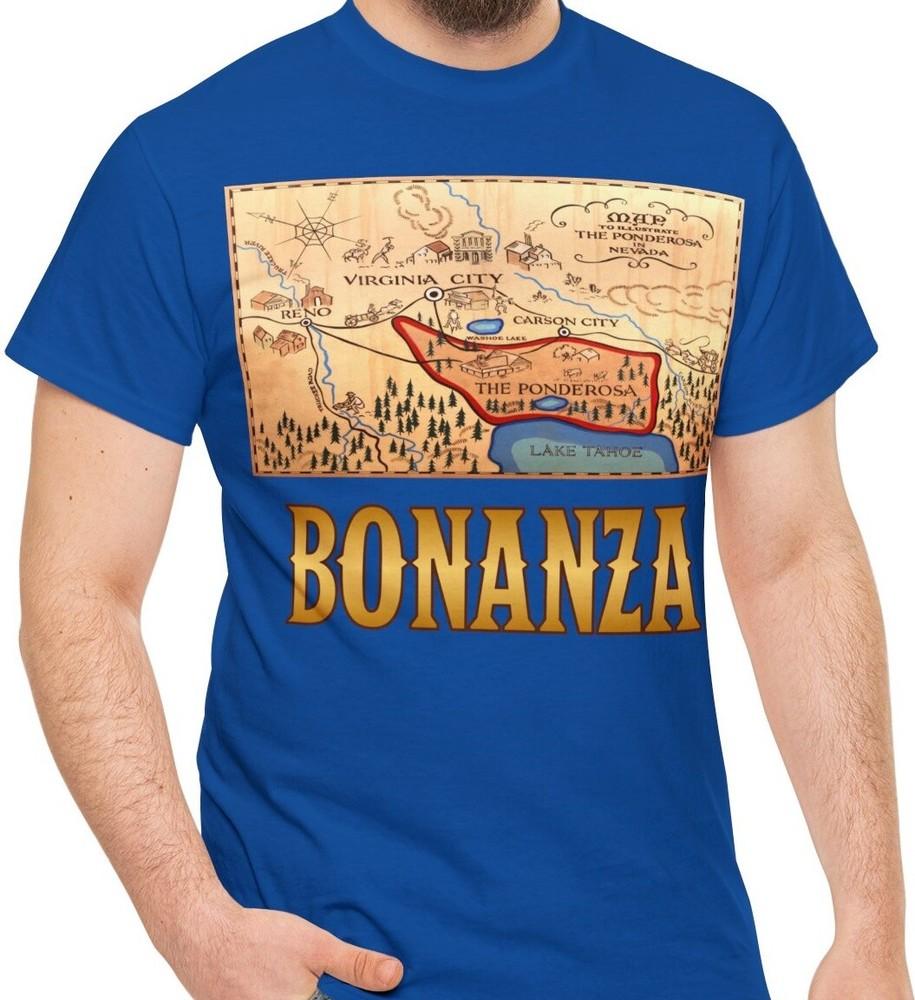 Karte der Ponderosa-Karte der Bonanza-Fernsehserie (1959-73) T-Shirt Lorne Greene Michael Landon 4XL