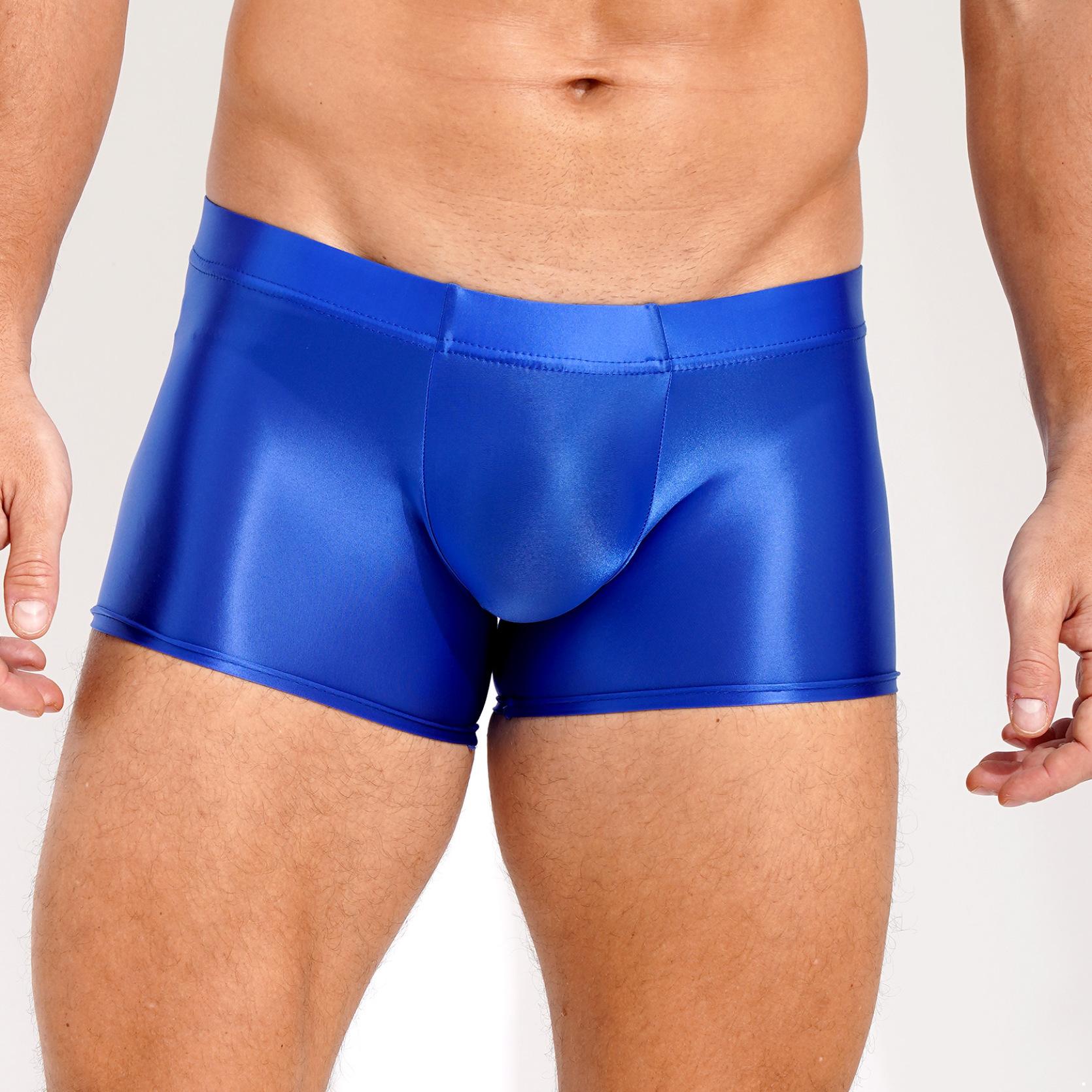 Glänzende Herren-Boxershorts, Unterwäsche, niedrige Leibhöhe, Unterhose, Unterwäsche, Pool-Party, Strand-Volleyball-Shorts, Strandmode XXL blau