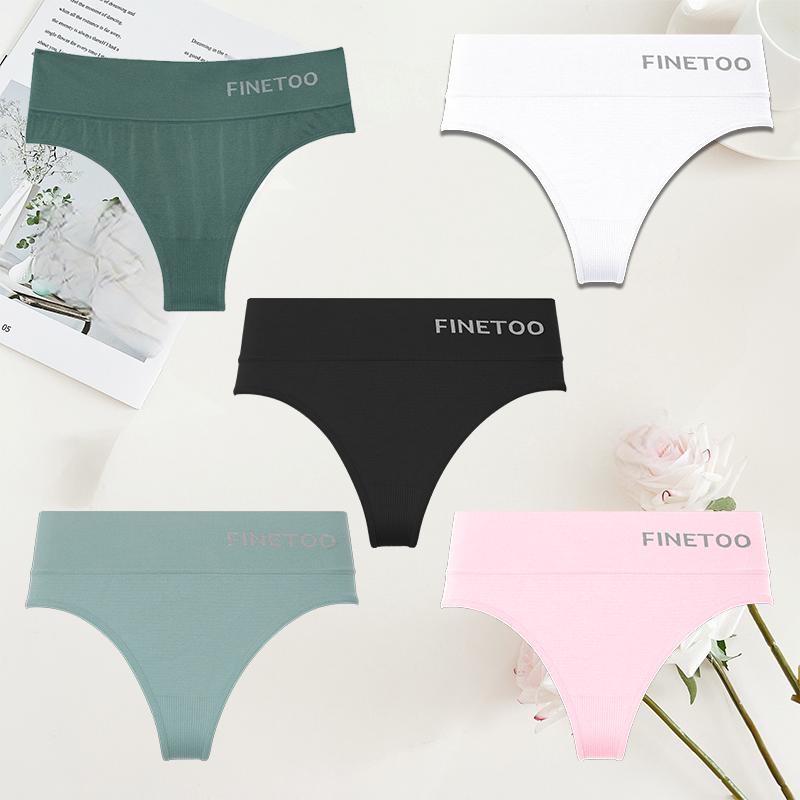 FINETOO 5 Stück/Set Bodyshaper Slips Damen Unterwäsche Hohe Taille Slips Damen Dessous Sexy G-String Unterhosen Pantys Bodyslim XL-XXL&Set