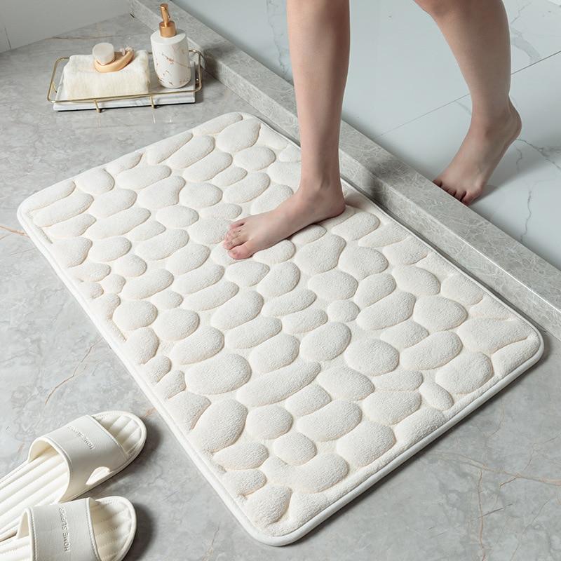 Kopfsteinpflaster geprägte Badezimmer-Badematte, rutschfeste Teppiche im Waschbecken, Badewanne, seitlicher Bodenteppich, Duschraum-Fußmatte, Memory-Schaum-Pad 50*80cm