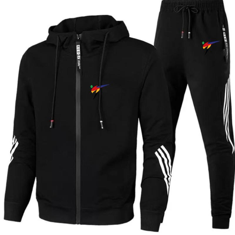 WTF World Taekwondo Federation Print Lässiger Sportswear-Anzug Herren-Hoodie und Hose Zweiteiliger Reißverschluss-Sweatshirt-Jogginganzug M