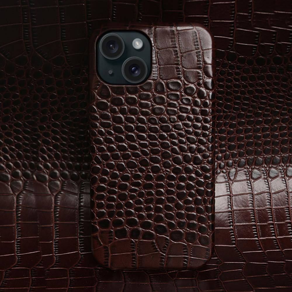 Echte Leder Handyhüllen Für iPhone 17 16 15 Pro Max 11 12 13 14 XR XS Max Capa Luxus Krokodilmuster Business Abdeckung Coque IP 14 Plus kaffeebraun