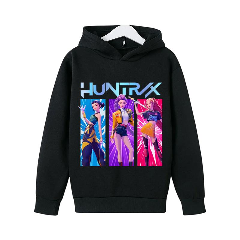 Kinderbekleidung KPop Devil Hunter Modisch Niedlich Sweatshirt Mädchen Neuer Film Sportlicher Hoodie K-Pop Devil Hunter Lässiges Oberteil 130cm schwarz