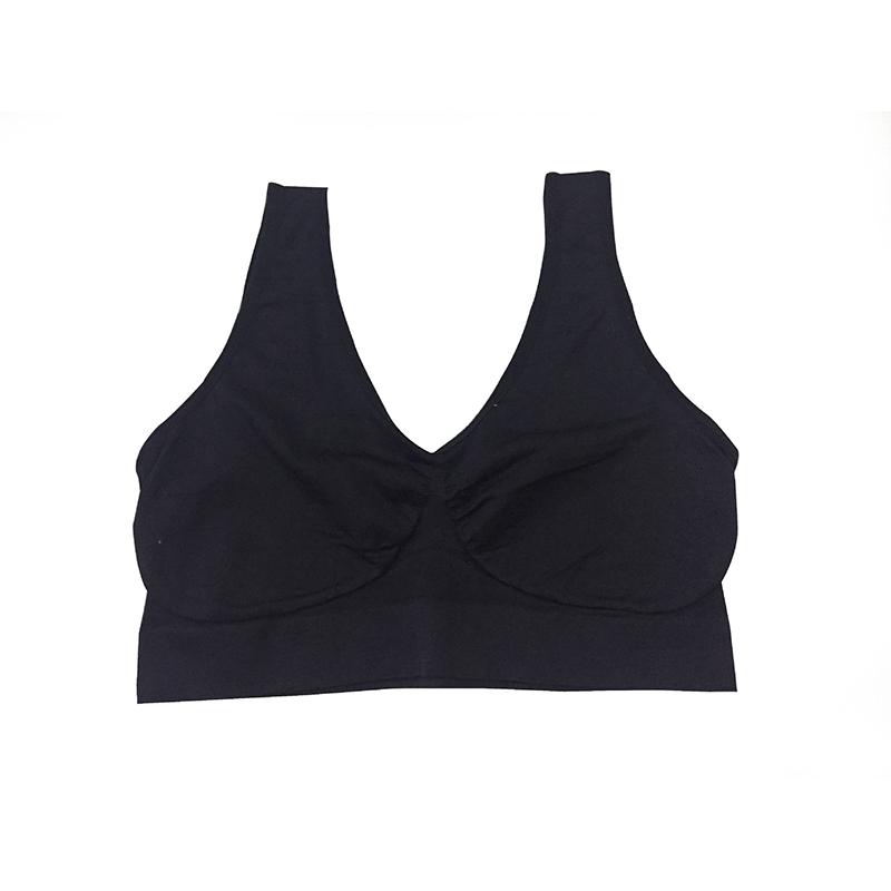 Damen-Sport-BH ohne Brustpolster oder Stahlringe, einfarbig, großes Tank-Top, einlagig, ohne Brustpolster, BH, Damenunterwäsche S schwarz