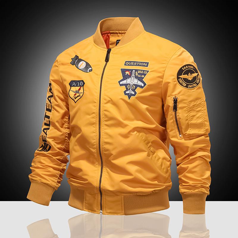Amerikanische Overalls Pilotenjacke Herren Herbst Baseballuniform Trendy Mantel Herren Fanjacke Herren XXXXL gelb