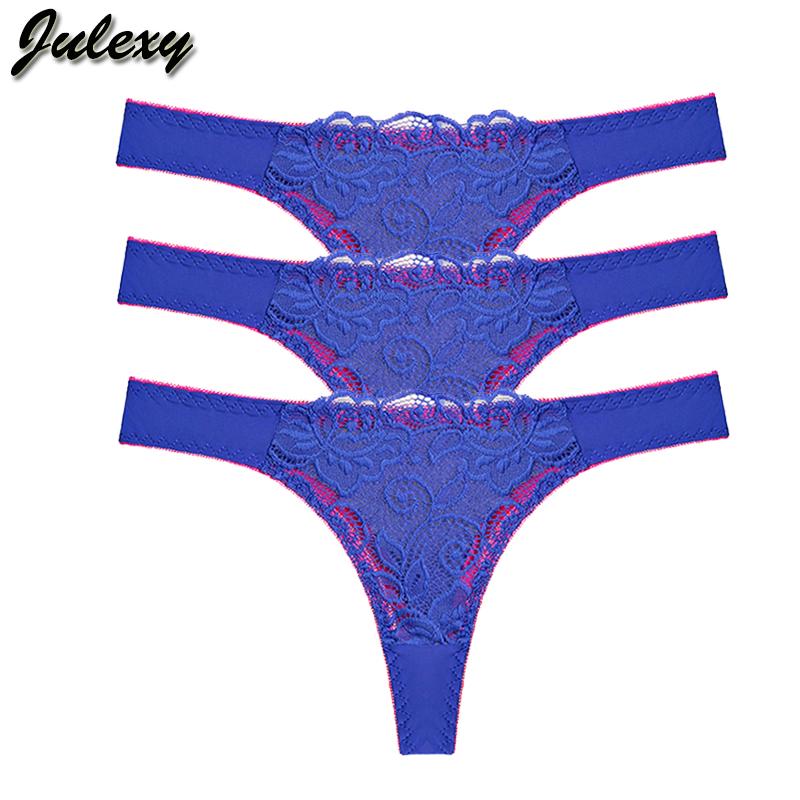 Julexy 3 Stück aushöhlen Damen Höschen G String Tangas Damen Tanga Höschen Sexy Slips Damen Unterwäsche S blau