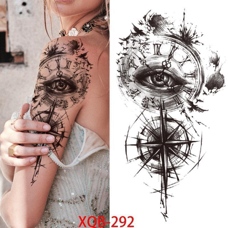 Neue 210*114mm traum catcher gefälschte temporäre tattoo rentiyis frauen schwarz henna lotus tattoo wolf kompass feder tattoo körper arm brust aufkleber XQB-292