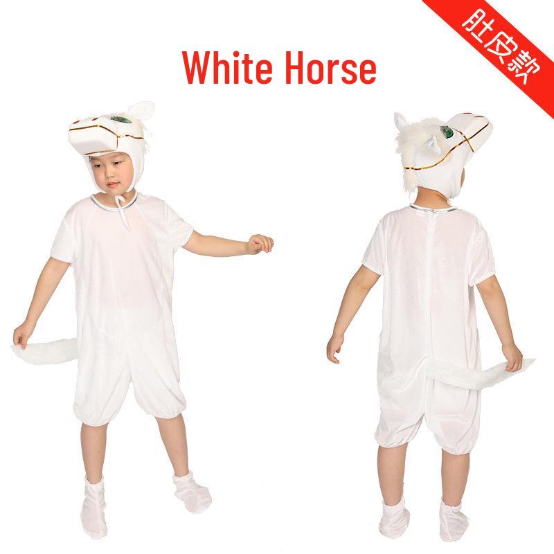 Tier-Kostüme für Kinder: Fuchs, Vogel, Zebra, Pony, Schnecke, Eule, Delfin, Igel. Perfekt für Kindergartenaufführungen. 130cm white