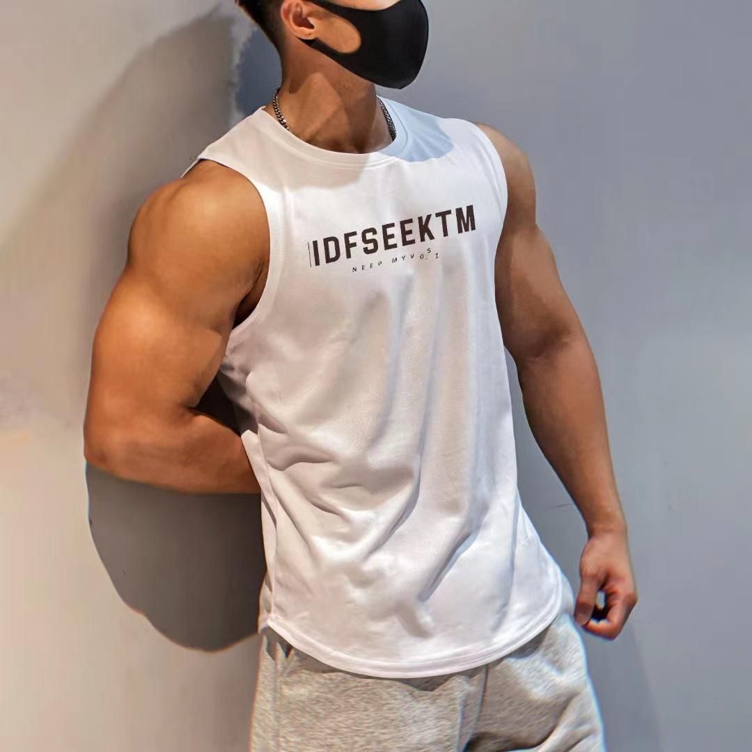Herrenmode Sport Tanktops Lässiges Ärmelloses T-Shirt Herren Sportweste 4XL weiß