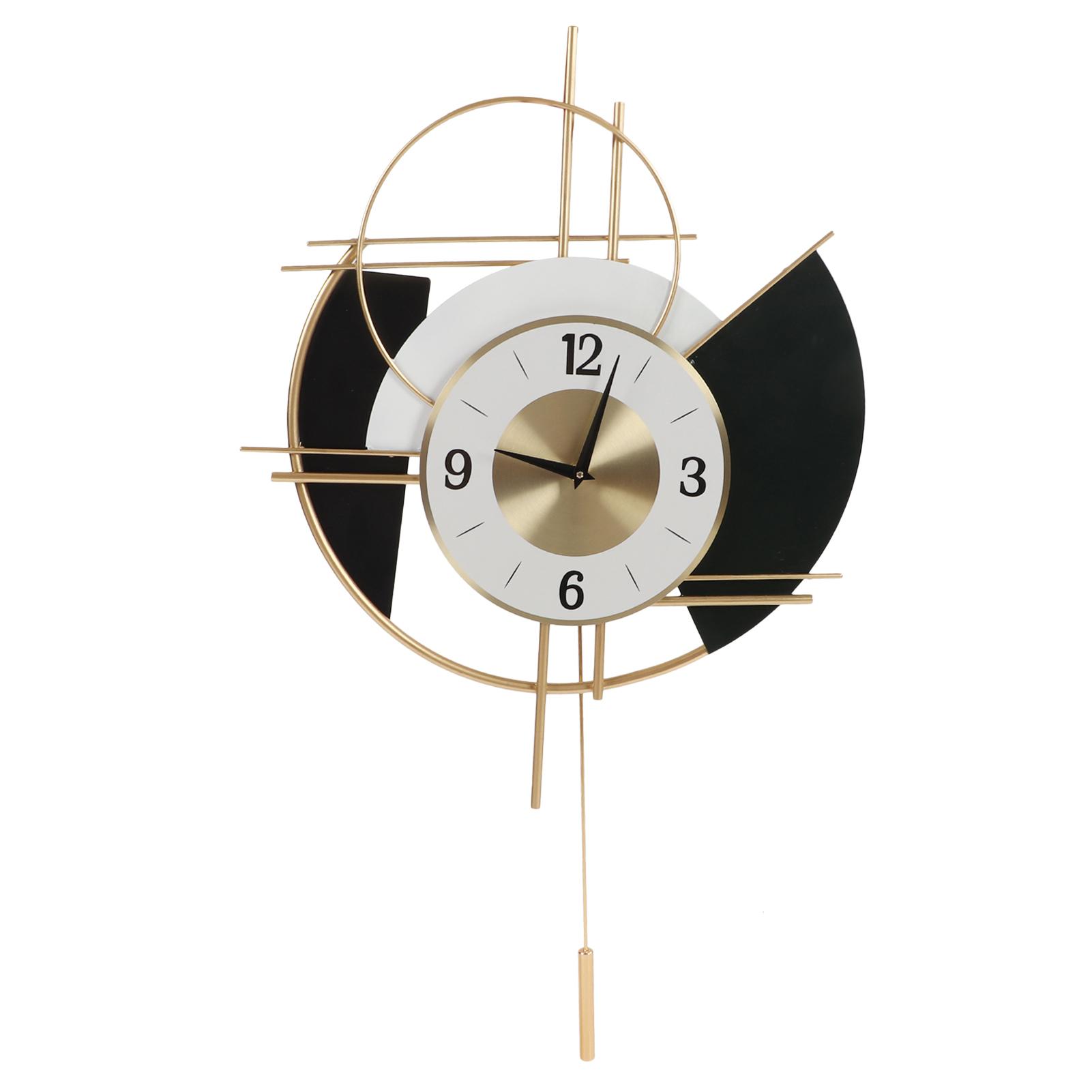 Wanduhr Elektrostatische Sprühfarbe Schlichtes Einzigartiges Design Schwarz Gold Leise Wanduhr für Zuhause