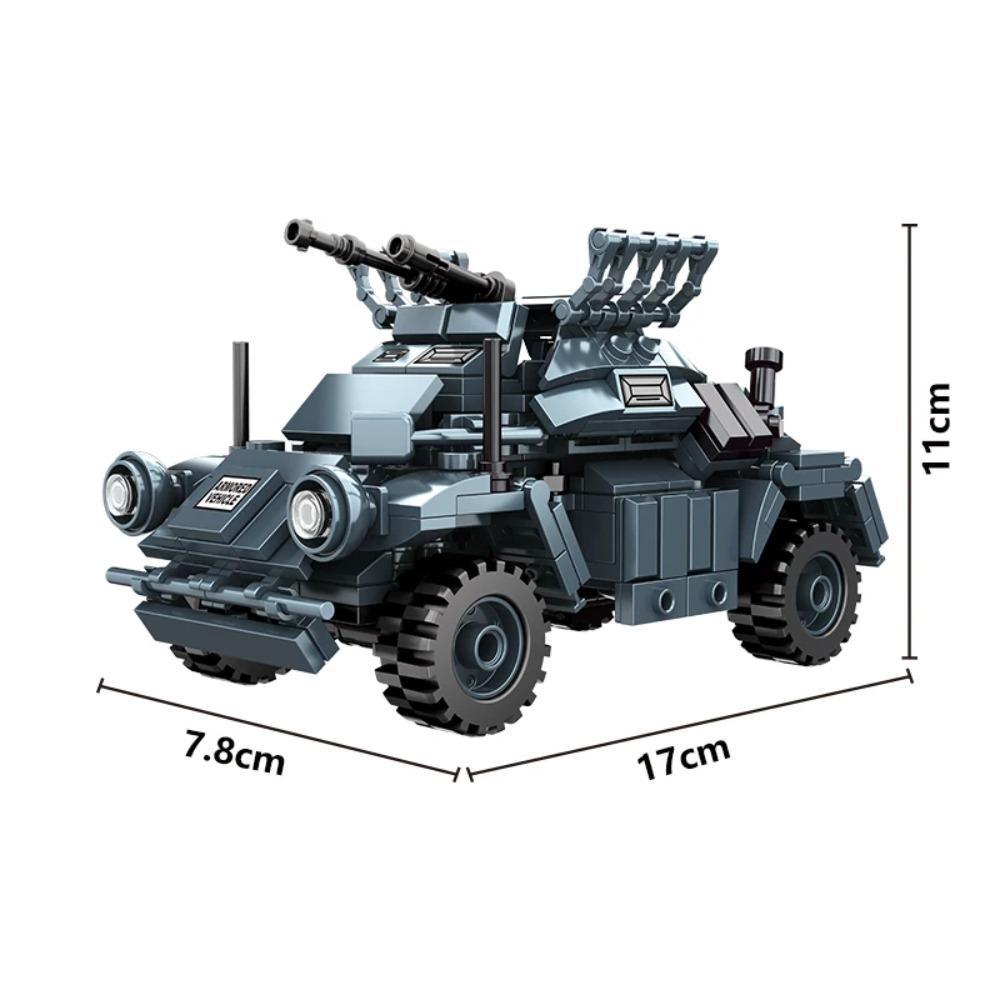 Zweiter Weltkrieg WW2 Armee Militär Soldaten Rüstung Halbkettenfahrzeug Hauptstation Panzer Bausteine Steine Modell DIY Montage Spielzeug Für Kinder black