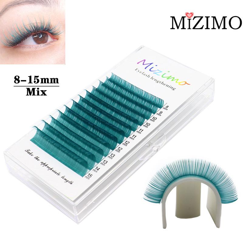 Saphirfarbene, einfach veredelte künstliche Wimpern, (0,07/0,1), (CD), Natürlich verlängertes Make-up, gemischte Länge 8–15 mm. MIX(8-15mm)--0.07mm--C
