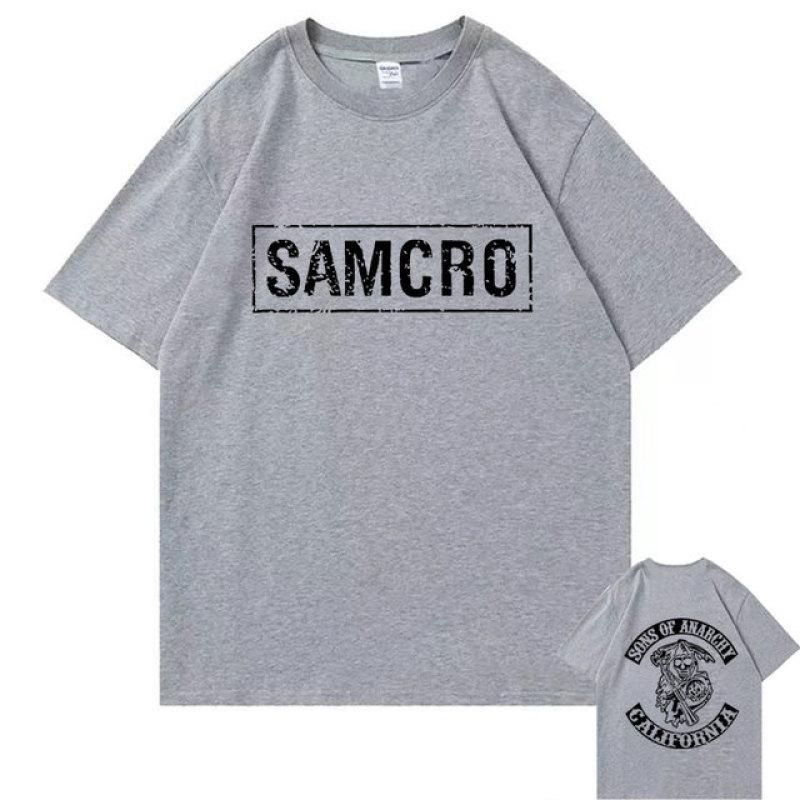Sons of Anarchy SAMCRO Doppelseitiges Drucken T-shirt Männer Frauen Mode Hip Hop Rock Tees Kurzarm Sommer Baumwolle T Shirts tops L licht grau