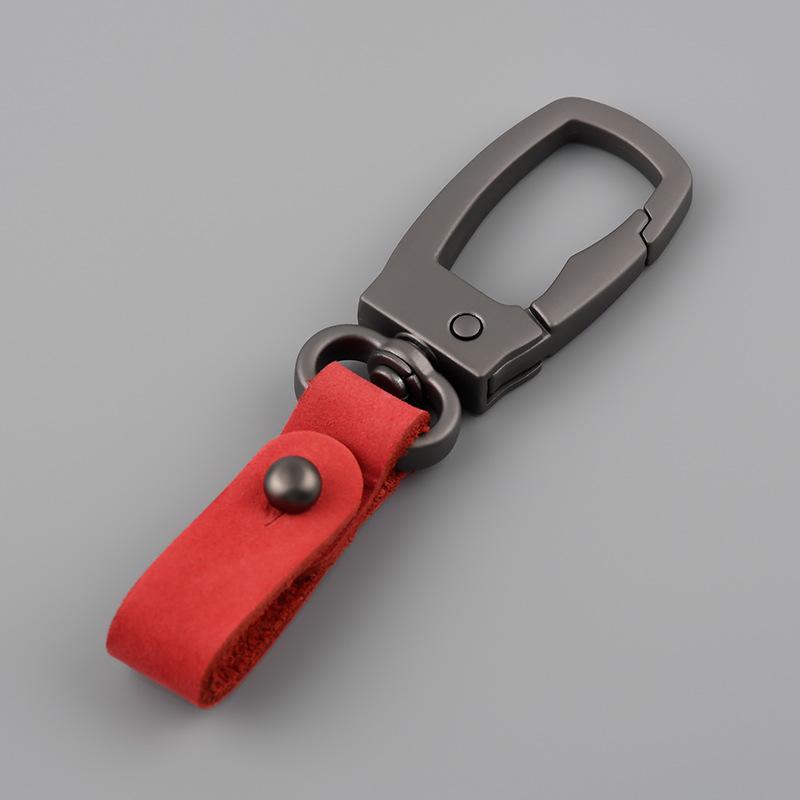 Erste Schicht Rindsleder Schlüsselanhänger Anhänger Einfach Auto Metall Schlüsselanhänger Schnalle Kopf Schlüsselanhänger gray