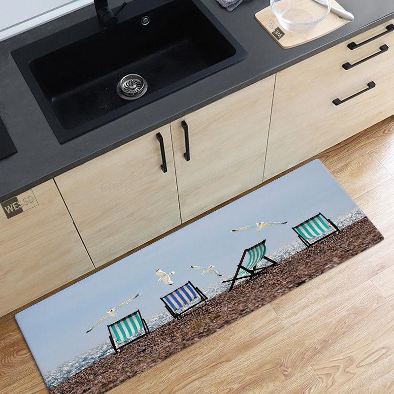 10 Stile 3D Meer Strand Seestern Muster Bodenmatte Badezimmermatte Küche Fußmatte Teppich Heimtextilien 60x180cm