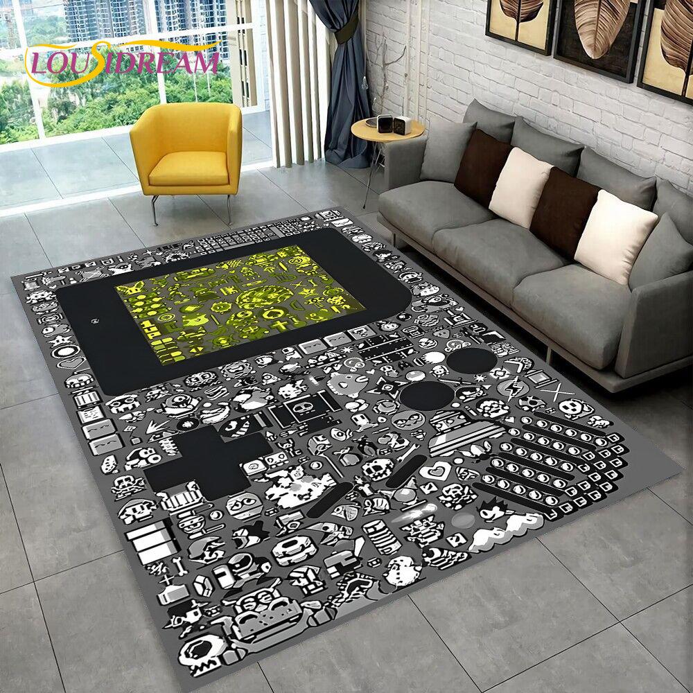 Teppich mit Retro-Spielkonsole Game Boy GBA, Teppich für Zuhause, Wohnzimmer, Kinderzimmer, Sofa, Fußmatte, Dekor, rutschfeste Bodenmatte 100x150cm