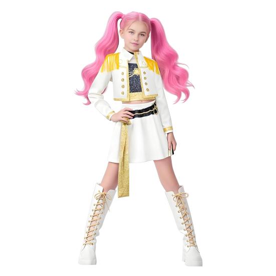 Pop-Sänger Cosplay Kostüm Bühnenauftritt Outfits Mädchen Tanzgruppe Kleidung für Kinder Halloween Karneval Kostüm Party Verkleidung 140cm A