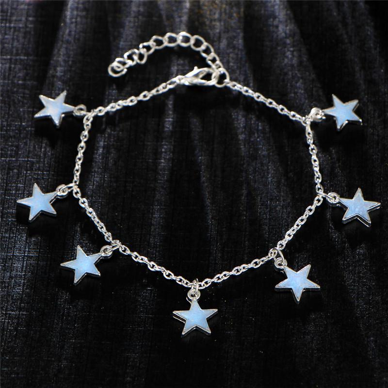 Modische leuchtende Stern-Anhänger-Fußkettchen für Damen, böhmisches Armband am Bein, Charm-Schmuck, Party-Geschenk