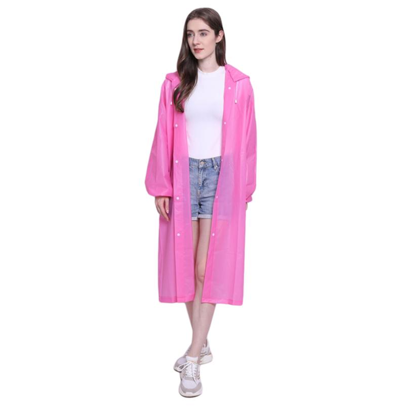 Nicht-Einweg-Regenmantel Reise Outdoor Konzert Männer und Frauen mit gleichem Absatz Leichter Poncho Camping Wiederverwendbar Leichtgewicht Packbar Kapuzen-Regenmantel One size rosa