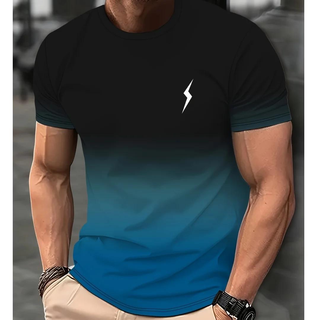 2024 Casual männer T-Shirts Frühling Kleidung Ombre Shirts Übergroßen Kurzarm Tops Jungen Tees 5XL Vintage Für Herren T-Shirts 5XL