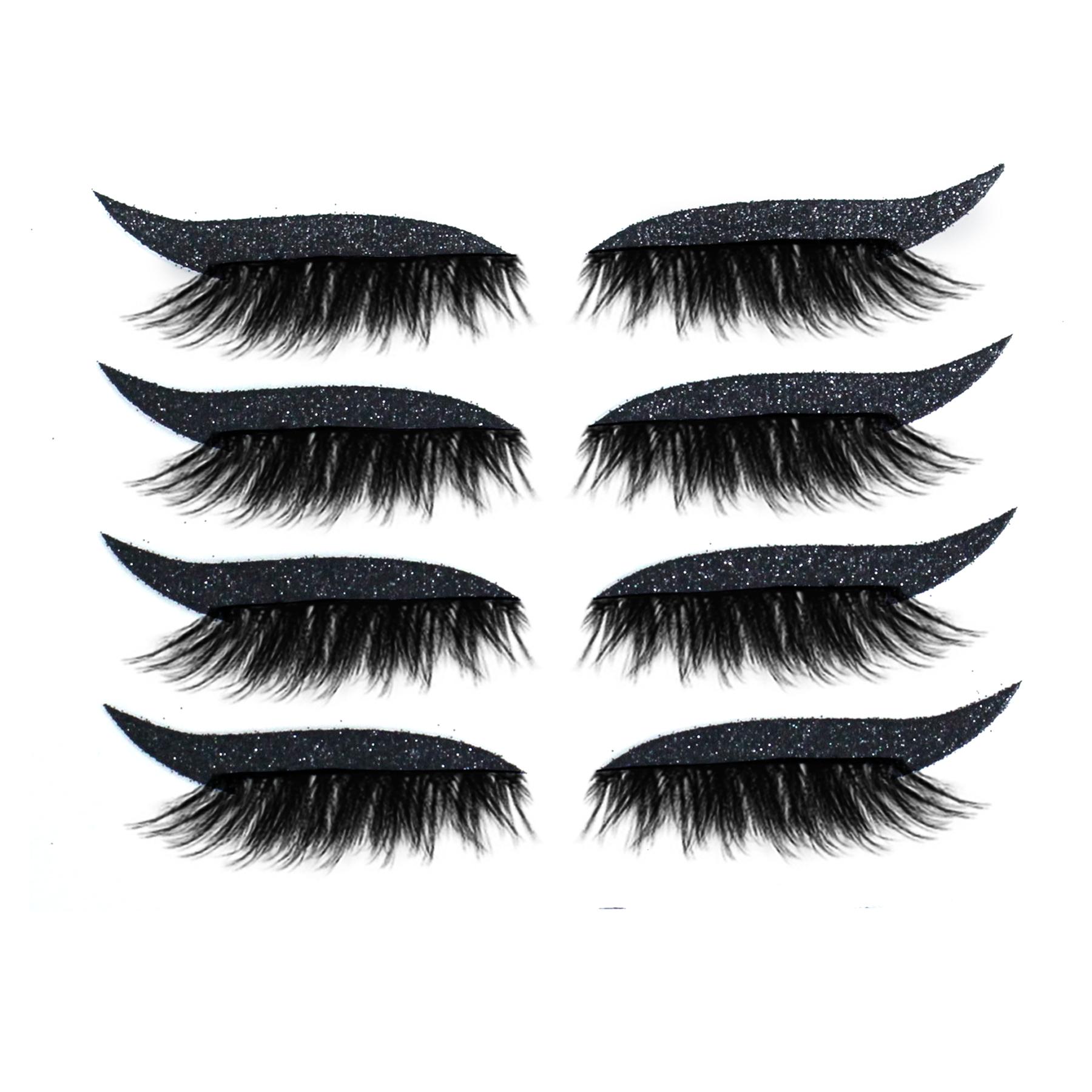 Wimpern Eyeliner Aufkleber mit Wimpern 2 in 1 Eyeliner Wimpern Set Selbstklebender Eyeliner Black