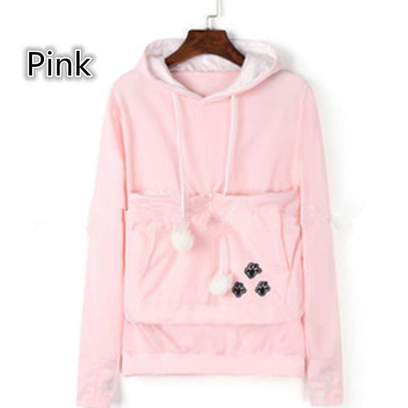 Känguru-Pullover, Haustierhalter, Pullover, Hoodies, Katzenohren, lange Ärmel, Meow, Fußgänger, Meow, Planet Show, großes Taschen-Paar-Sweatshirt XXL rosa
