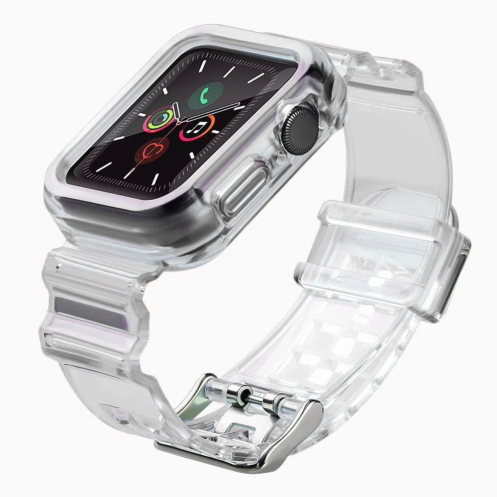 Schwarzes Silikonarmband- und Gehäuse-Set für Apple Watch 44mm - Kompatibel mit Watch 6, Watch 5, Watch 4, Watch SE