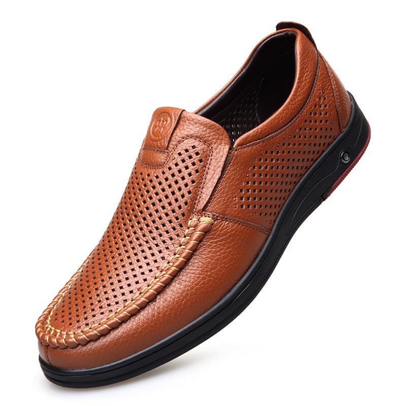 Lederschuhe Herren Sommerschuhe Männer Casual Slip Echtes Leder Weiche Schuhe Rindsleder Sommer Loafer Business 41