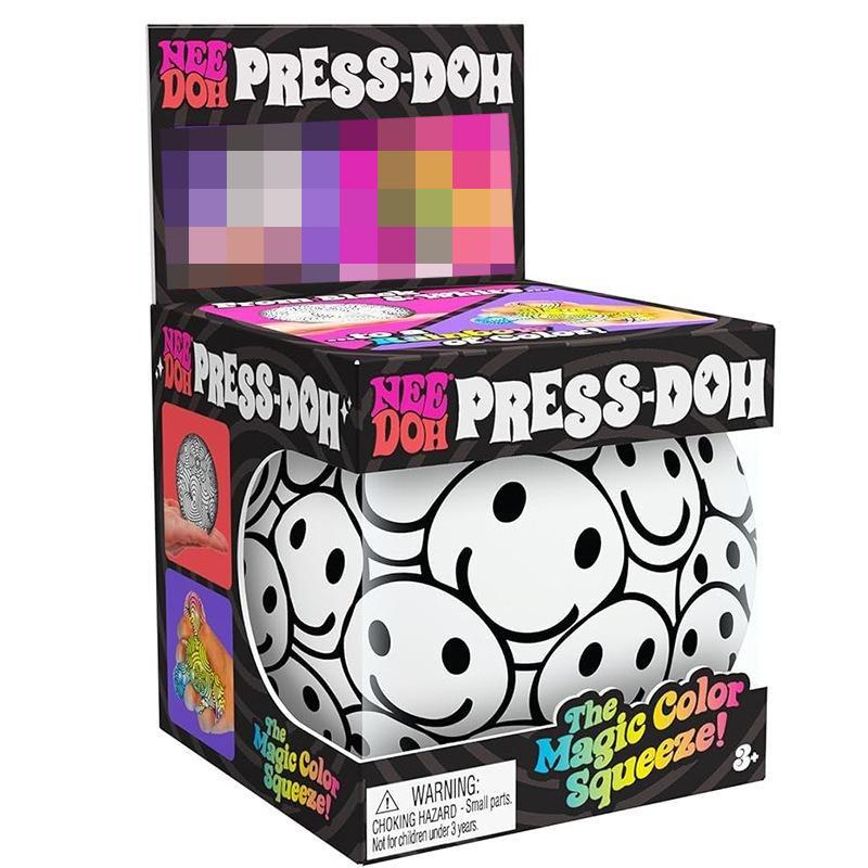 Schylling NeeDoh Press-Doh Magische Farbe Knet-Stressball Smiley-Gesicht Fidget Spielzeug Sensorische Linderung Neuheit Geschenk Spielzeug für Kinder und Erwachsene 7*7*7cm purple