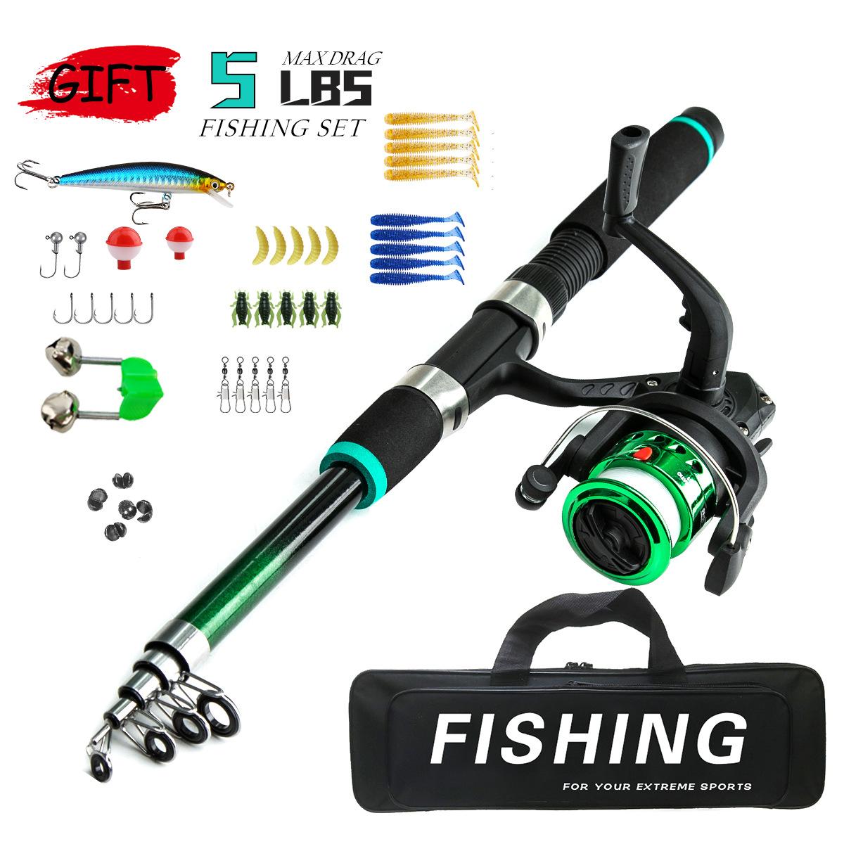 Ultraleicht Kinder Tragbare Volle Set Teleskop Angelrute Spinning Reel Köder Fisch Haken 5,2:Rolle mit 1 Übersetzungsverhältnis und 1,8 m Angelrute, geeignet für den Sommer. C