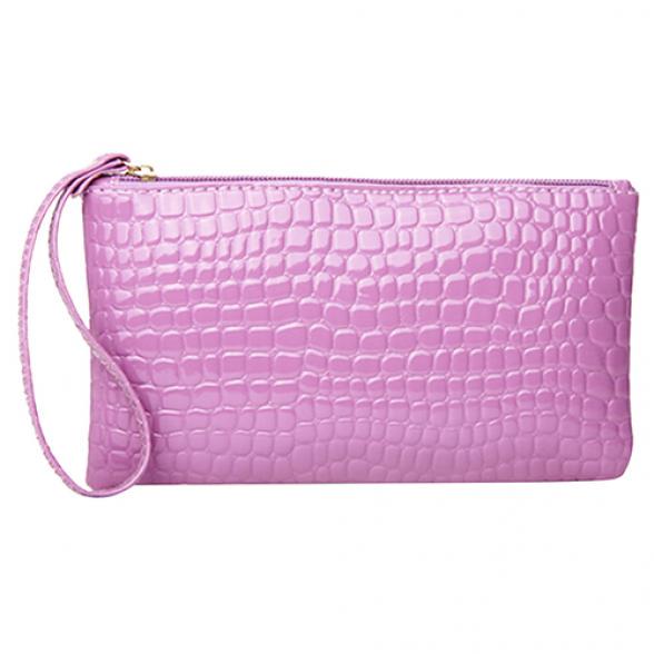 Krokodilmuster Damenmode Umhängetasche Tote Messenger Reißverschluss Satchel Handtasche Handbag violett
