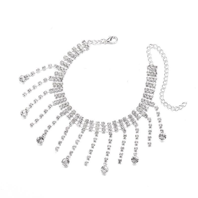Strass Knöchel Armbänder Kristall Quaste Fußkettchen Glänzende Fuß Kette Hochzeit Schmuck Zubehör Für Frauen Mädchen Geschenke ZPG