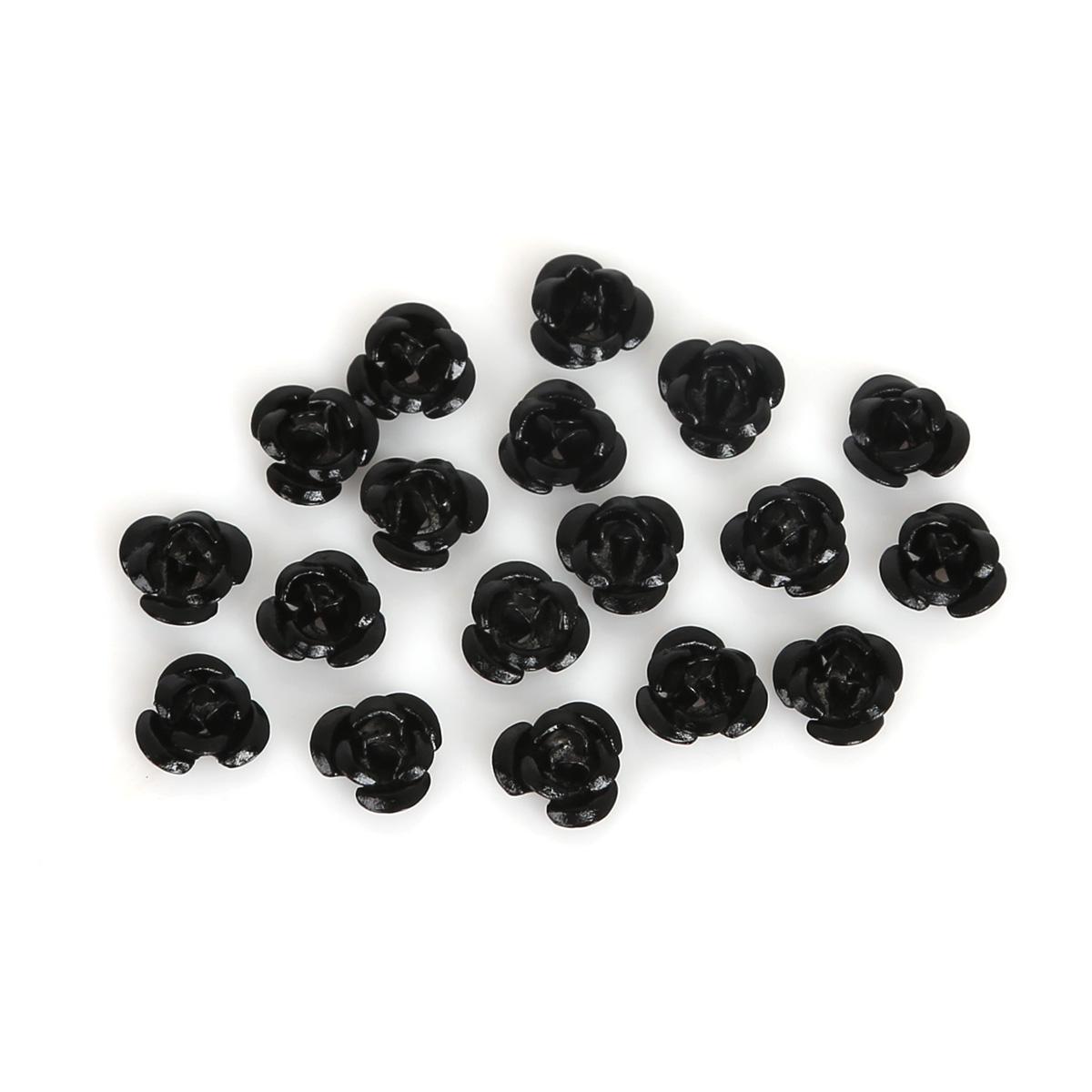 100 stücke Rose Kopf Aluminium Schmuck Produktion Hochzeit Party DIY Handwerk Dekoration Gemischte Farbe Perlen Hause Dekoration 6mm schwarz