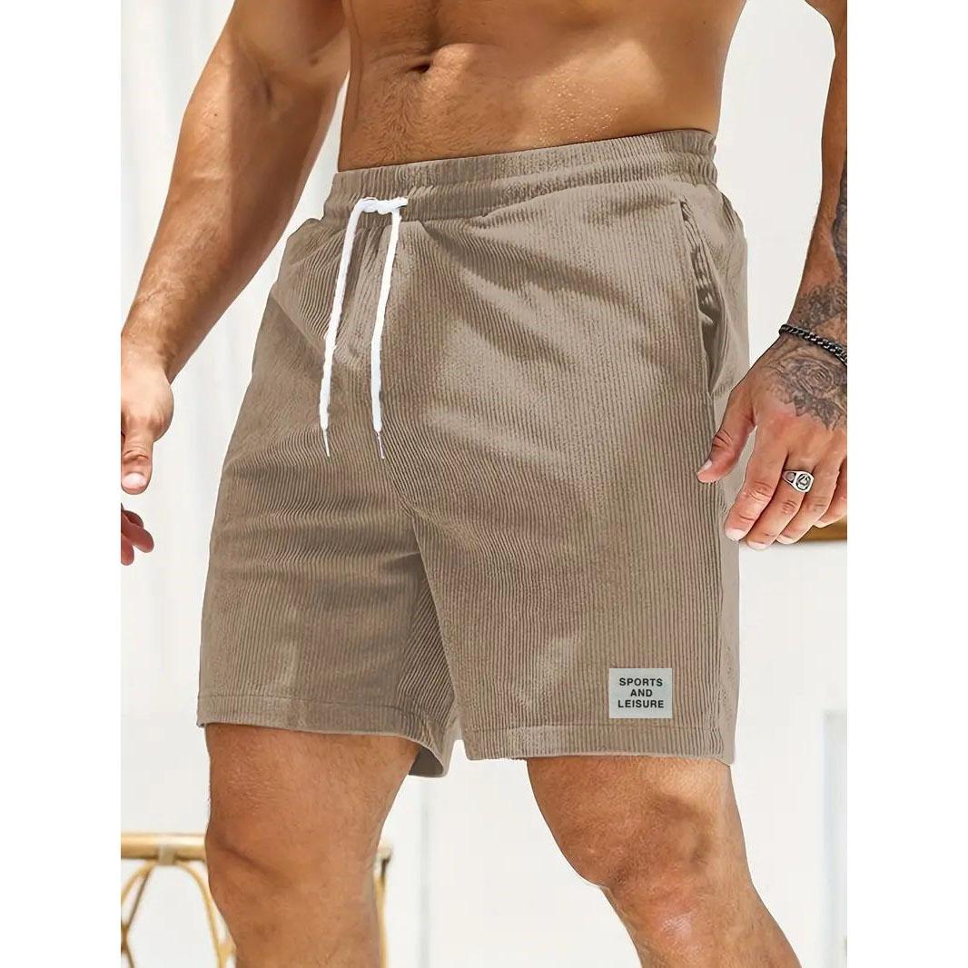 Sommer Herren Cord Jogginghose Casual Shorts Herren Strand Shorts Basketball Kurze Hose Einfarbig Label Sportswear Herren M khaki